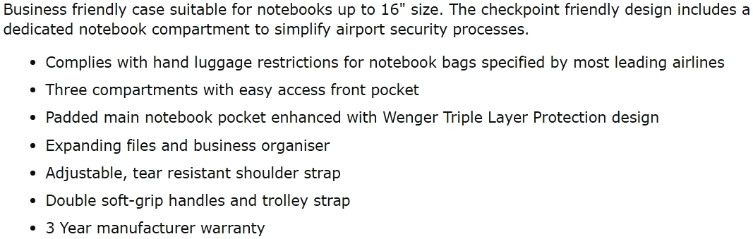 תיק צד למחשב נייד סוייס גיר וונגר SWISS GEAR WENGER LEGACY TRIPLE 600655